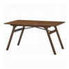 Lumy Dining Table, 59 Inch, Rectangular Top, Walnut Brown Rubberwood
