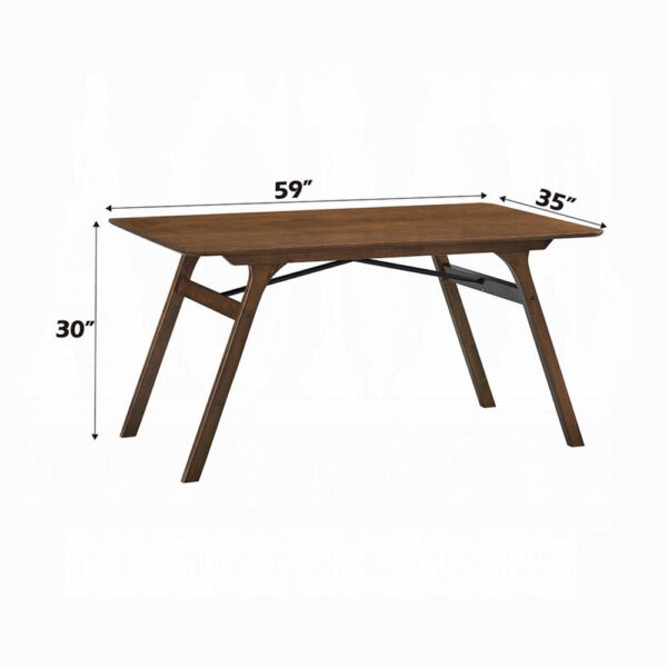 Lumy Dining Table, 59 Inch, Rectangular Top, Walnut Brown Rubberwood