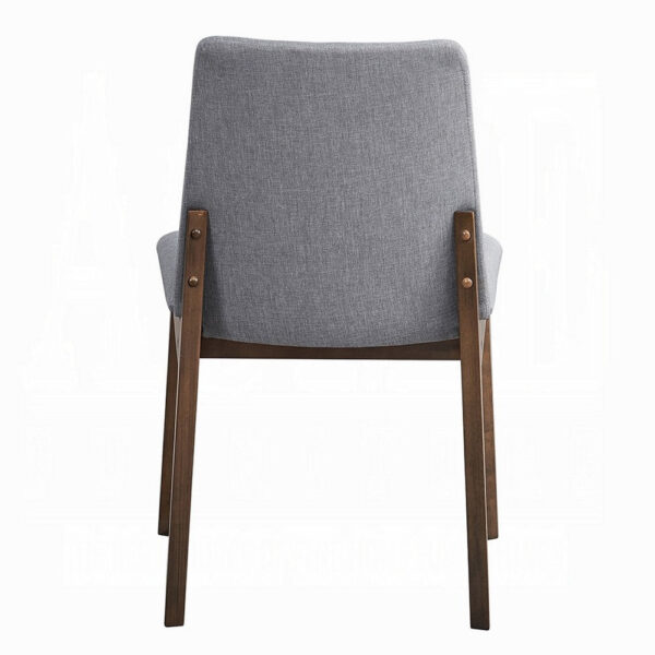 Lumy Side Dining Chair Set of 2, Gray Padded Seat and Back, Brown Wood