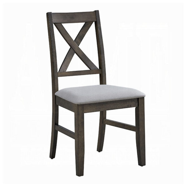Side Dining Chair Set of 2, X Farmhouse Back, Padded Gray and Beige
