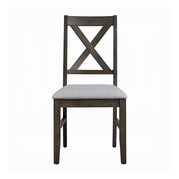 Side Dining Chair Set of 2, X Farmhouse Back, Padded Gray and Beige