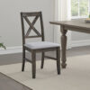 Side Dining Chair Set of 2, X Farmhouse Back, Padded Gray and Beige
