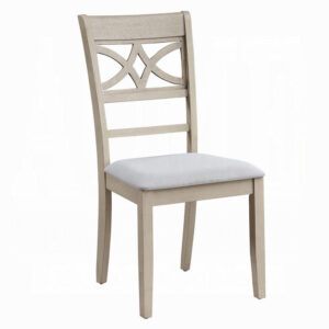 Feri Side Dining Chair Set of 2, Designer Bone White, Beige Linen