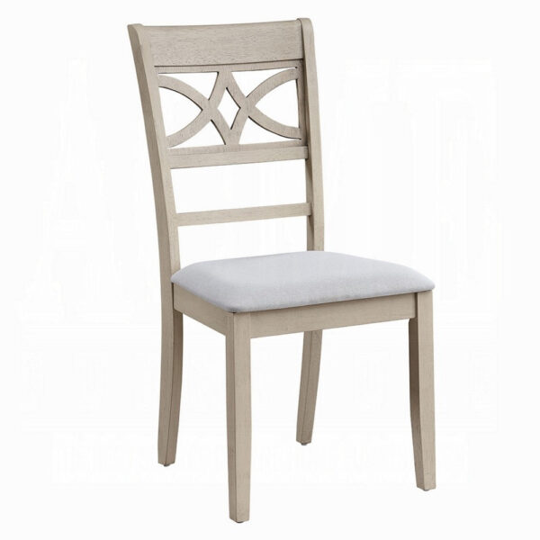 Feri Side Dining Chair Set of 2, Designer Bone White, Beige Linen