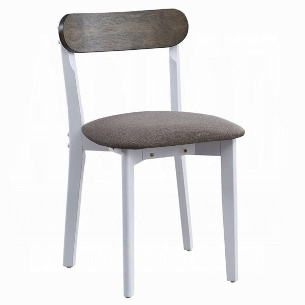 Ideli 5 Piece Dining Table Set with 4 Chairs, Brown Linen, White Wood