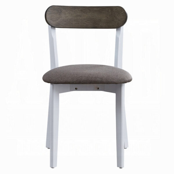 Ideli 5 Piece Dining Table Set with 4 Chairs, Brown Linen, White Wood