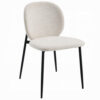 Laus Side Dining Chair Set of 2, White Boucle, Sleek Black Metal