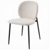 Laus Side Dining Chair Set of 2, White Boucle, Sleek Black Metal