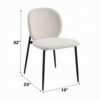 Laus Side Dining Chair Set of 2, White Boucle, Sleek Black Metal