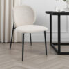 Laus Side Dining Chair Set of 2, White Boucle, Sleek Black Metal