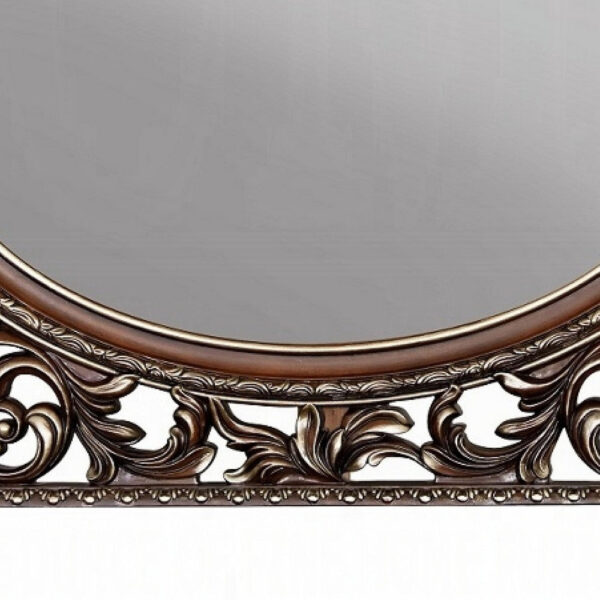 Vany Dresser Mirror, Intricate Brushed Champagne and Cherry Wood 43x53
