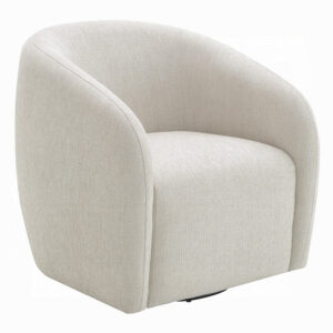 Tiena Swivel Accent Chair, Modern Style Rounded Back, Warm Beige Linen