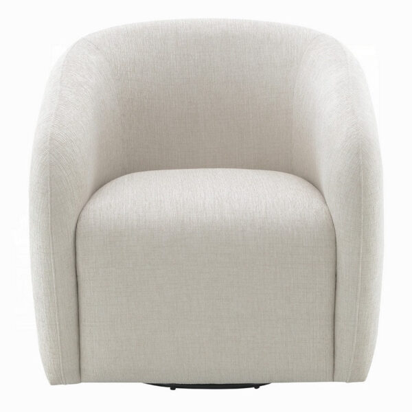 Tiena Swivel Accent Chair, Modern Style Rounded Back, Warm Beige Linen