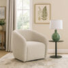 Tiena Swivel Accent Chair, Modern Style Rounded Back, Warm Beige Linen