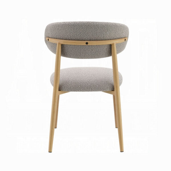 Kacie Side Dining Chair Set of 2, Gray Boucle, Natural Brown Wood