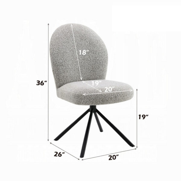 1502202669923a2f750d1.jpeg Veton Swivel Side Dining Chair Set of 2, Gray Boucle, Black Metal Base