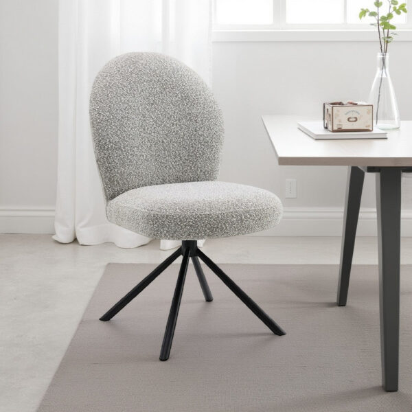 1502202669923a314a066.jpeg Veton Swivel Side Dining Chair Set of 2, Gray Boucle, Black Metal Base