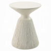 Uane Accent Table, Sculpted Natural White Cement, Round 16 Inch Top