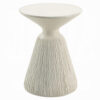Uane Accent Table, Sculpted Natural White Cement, Round 16 Inch Top