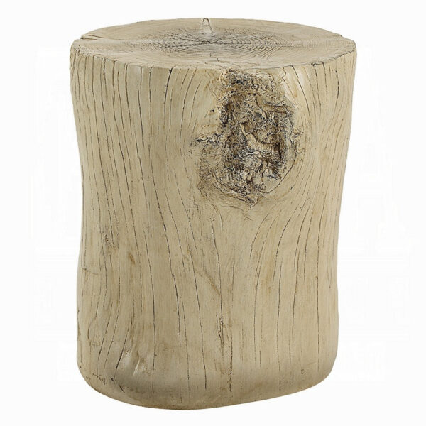 Rennie Accent Table, Light Natural Brown Cement, Log Shape, 14 Inch