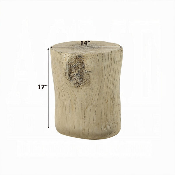 Rennie Accent Table, Light Natural Brown Cement, Log Shape, 14 Inch
