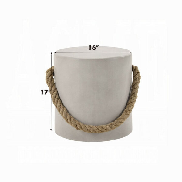 Rennie Accent Table, Natural Gray Cement, Rope Handle, Round 16 Inch
