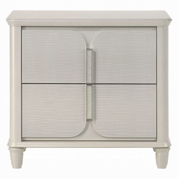 1502202669923aade3772.jpeg Veda Nightstand, Elegant Pearl White Wood, 2 Modern Drawers, 30 Inch