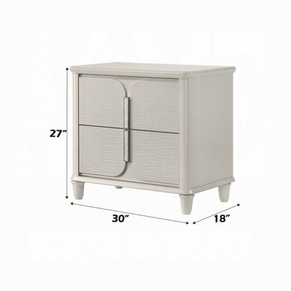 1502202669923ab2ba0ac.jpeg Veda Nightstand, Elegant Pearl White Wood, 2 Modern Drawers, 30 Inch