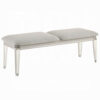 Veda Accent Bench, Light Gray Boucle, Pearl White Wood Finish, 54 Inch