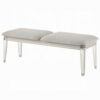 Veda Accent Bench, Light Gray Boucle, Pearl White Wood Finish, 54 Inch