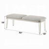 Veda Accent Bench, Light Gray Boucle, Pearl White Wood Finish, 54 Inch