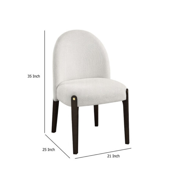 Jeh Side Dining Chair Set of 2, Beige Chenille, Espresso Brown Wood