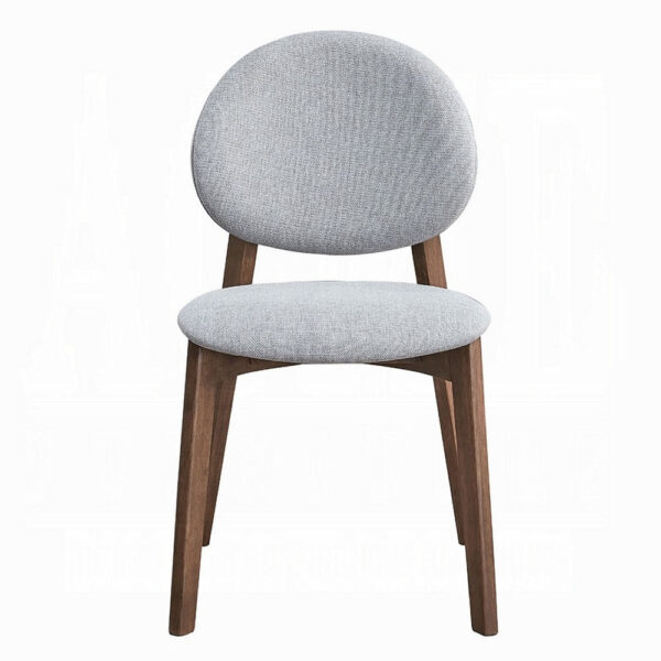 Hamza Side Dining Chair Set of 2, Light Gray Linen, Walnut Brown Wood