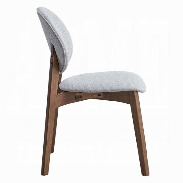 Hamza Side Dining Chair Set of 2, Light Gray Linen, Walnut Brown Wood