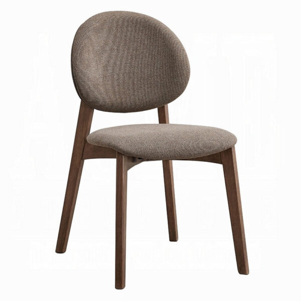 Hamza Side Dining Chair Set of 2, Light Brown Linen, Walnut Rubberwood
