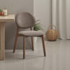 Hamza Side Dining Chair Set of 2, Light Brown Linen, Walnut Rubberwood