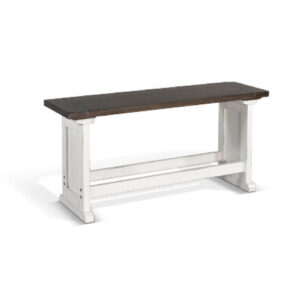 Orso Counter Height Dining Bench, Farmhouse Off White, Brown, 48 Inch