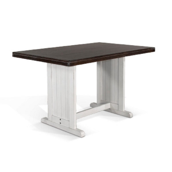 Orso Counter Height Dining Table, 60 Inch Rectangular, Off White Brown