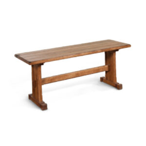 Marv Dining Bench, Trestle Base, Light Brown Mindi Wood 46 Inch