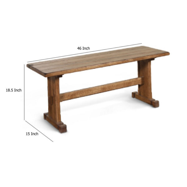 1502202669923bda1e183.jpeg Marv Dining Bench, Trestle Base, Light Brown Mindi Wood 46 Inch