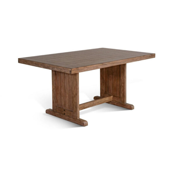 Yael Dining Table, 60 Inch Rectangular Plank Top, Light Brown Mahogany
