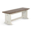Dean Side Dining Bench, Plank Style Seat, Off White and Brown 48 Inch