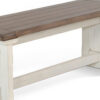 Dean Side Dining Bench, Plank Style Seat, Off White and Brown 48 Inch