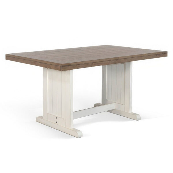 1502202669923c552ae1b.jpeg Dean Dining Table, 60 Inch Rectangular Plank Top, Off White and Brown