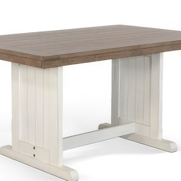 1502202669923c5a53ee5.jpeg Dean Dining Table, 60 Inch Rectangular Plank Top, Off White and Brown