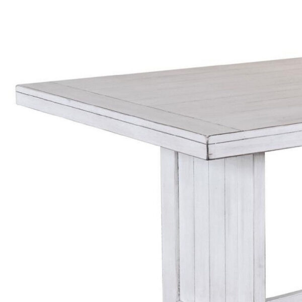 Sime Dining Table, 60 Inch Rectangular Plank Top, Off White Wood