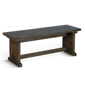 Camie Side Dining Bench, Plank Seat, Dark Brown Mahogany Wood 48 Inch
