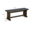Camie Side Dining Bench, Plank Seat, Dark Brown Mahogany Wood 48 Inch