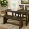 Camie Side Dining Bench, Plank Seat, Dark Brown Mahogany Wood 48 Inch