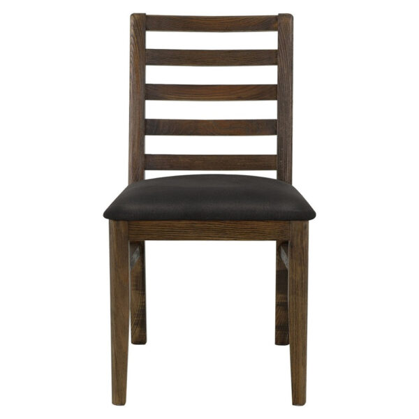 Tinaa Side Dining Chair, Black Polyester, Brown Pine Wood, Ladderback